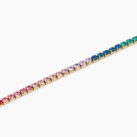 Bracciale Tennis Kidult Style 11 in Acciaio 316L PVD Oro con Cristalli Multicolor - 831015
