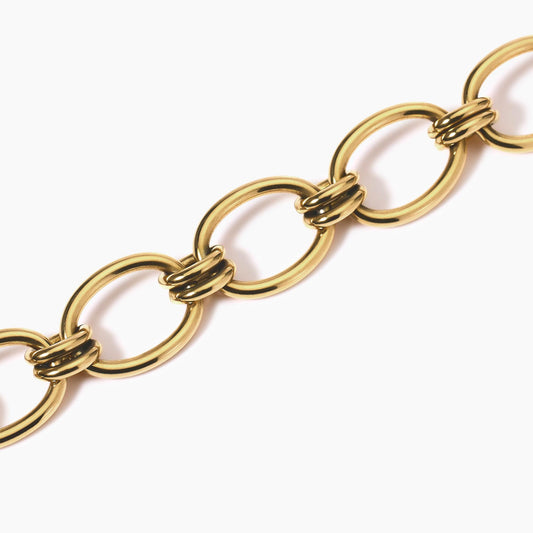 Bracciale Kidult Style 06 in Acciaio 316L PVD Oro con Maglie Larghe - 831032