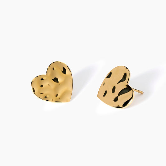 Orecchini a Cuore Dorati con Effetto Martellato | Cod. 861009