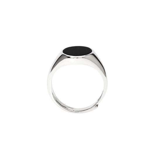 Anello da mignolo chevalier Mabina in argento 925 di forma rotonda con diamante lab grown centrale taglio brillante.