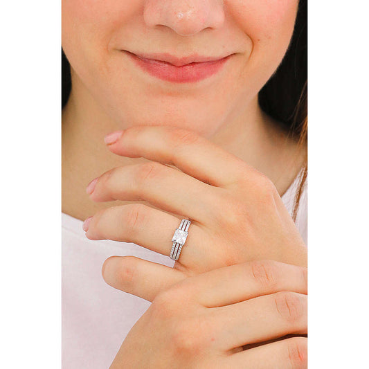Anello Donna 4US Cesare Paciotti in Argento 925 con Zirconi - Collezione Rectangle - 4UAN3727W-14