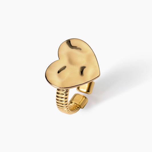 Anello Dorato con Cuore Martellato | Cod. 821003
