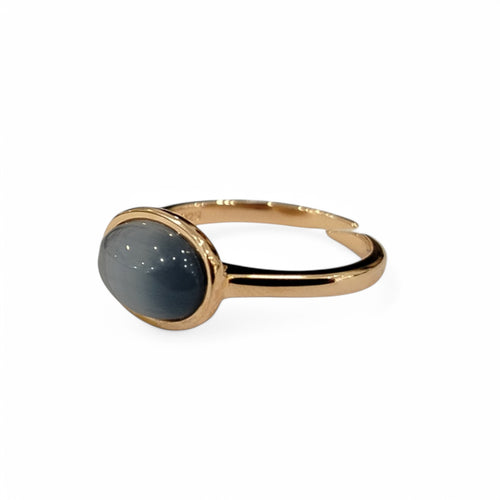 Anello Madì in argento rosa con pietra cabochon blu polvere – 3922915