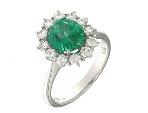 Anello Mirco Visconti in Oro Bianco 18kt con Smeraldo Colombiano e Diamanti (AM003/SB)