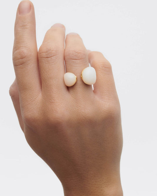 Anello PDPAOLA Gravity con Quarzo Lattiginoso in Argento Riciclato | Cod. AN01-D40-08