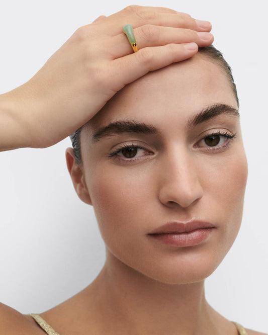 Anello PDPAOLA Nami in Argento Riciclato con Avventurina Verde | Cod. AN01-D49-08
