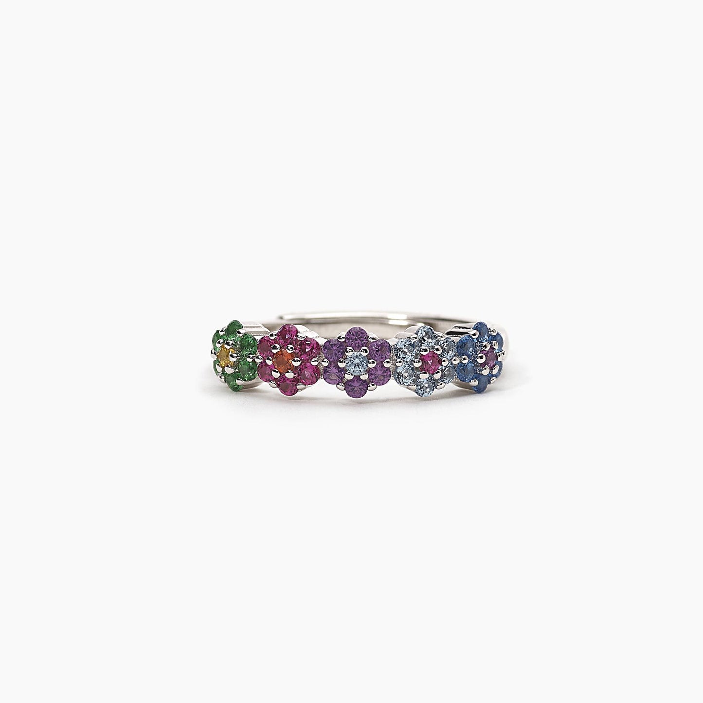 Anello Regolabile FIOR FIORE in Argento 925 con Zirconi Multicolor a Fiore - Codice: 523246