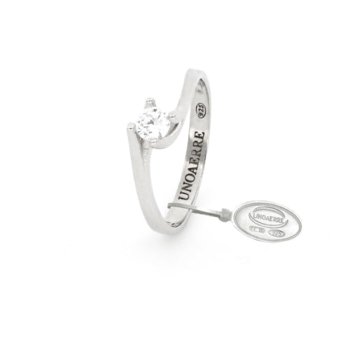Anello Solitario Mini UNOAERRE in Argento Rodiato con Zirconia Bianca | Cod. 5814