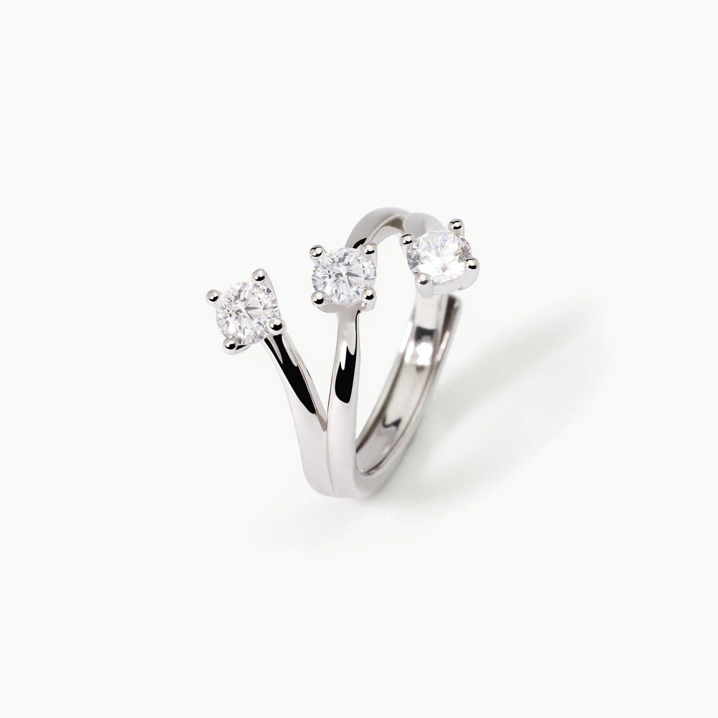 Anello Trilogy in Argento con Tre Punti Luce – Mabina 523290