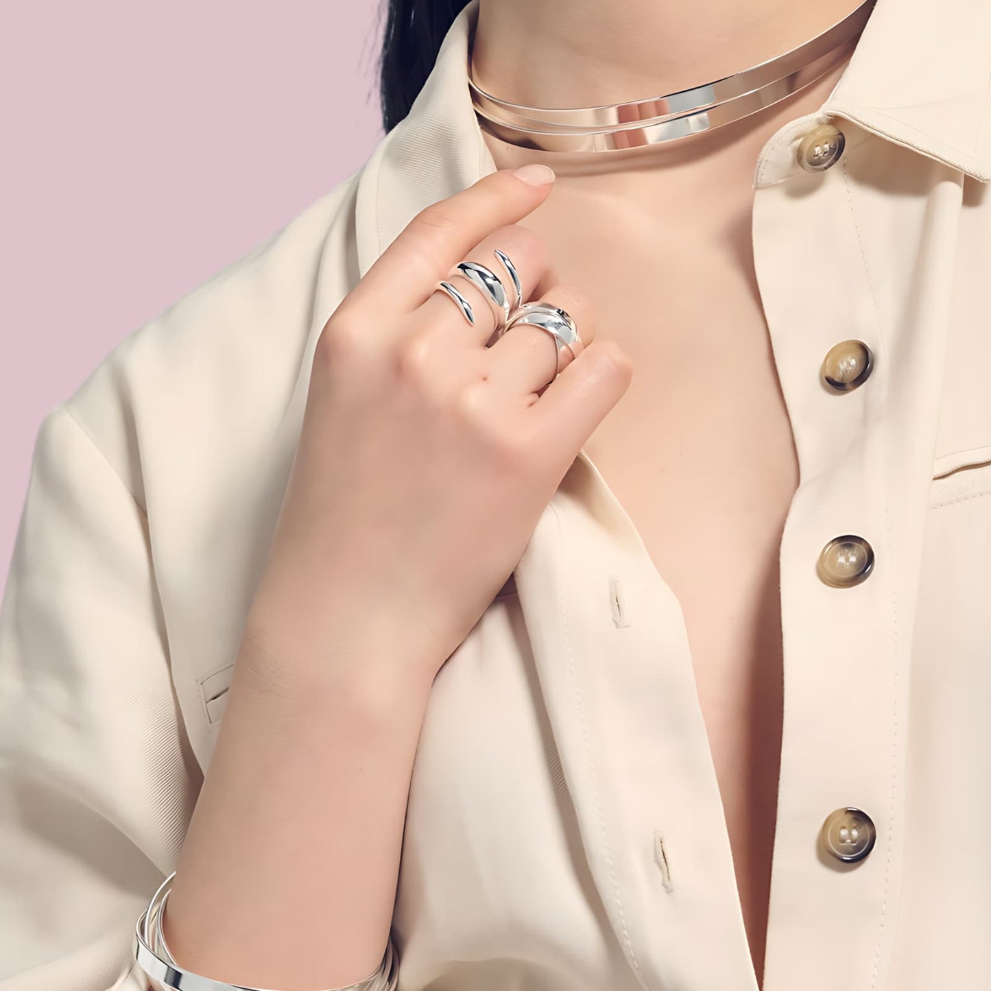 Anello UNOAERRE Doppio Lux in Bronzo Argentato | Collezione LUX 2421