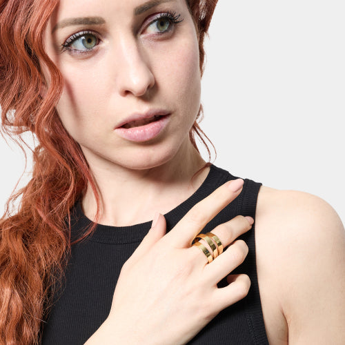 Anello Unoaerre Lux Dorato a Tre File 2665