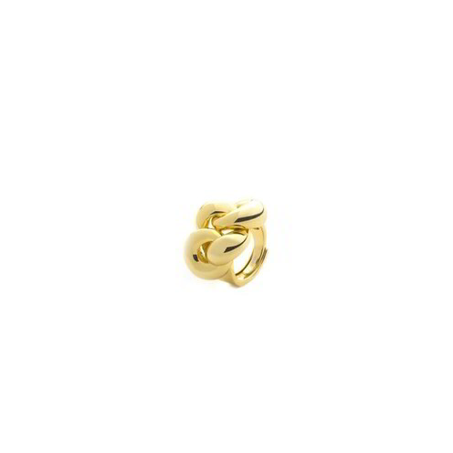 Anello a fascia da donna 4US Cesare Paciotti in acciaio con trama a catena e placca centrale con logo pugnale inciso - Alfano Gioielli