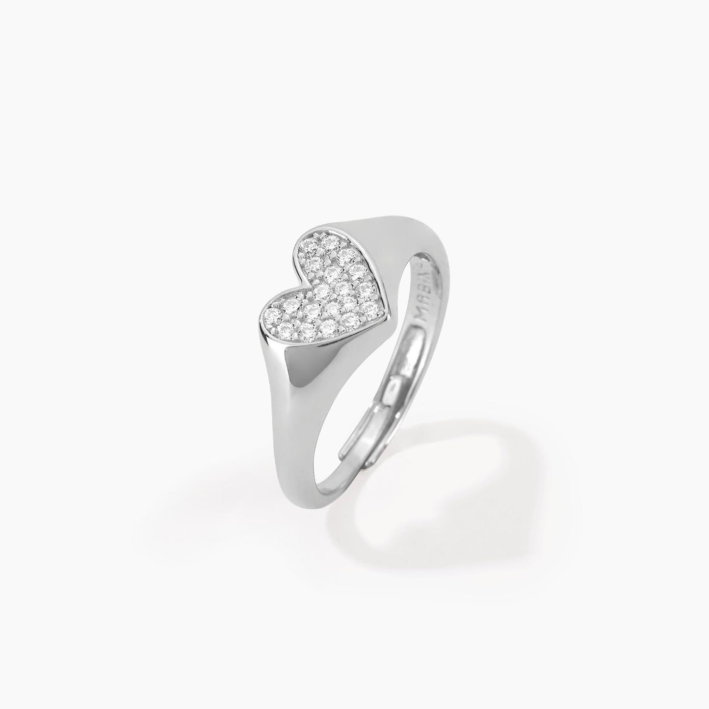 Anello chevalier regolabile cuore e pavé di zirconi MABINA CHEVALIER - Codice 523205