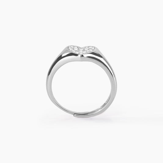 Anello chevalier regolabile cuore e pavé di zirconi MABINA CHEVALIER - Codice 523205