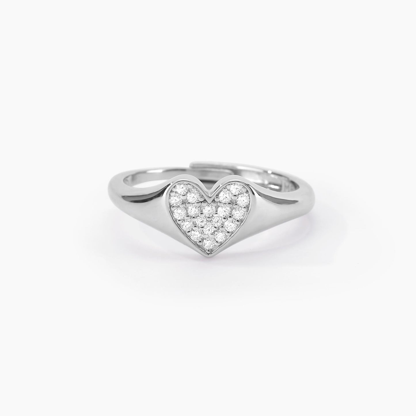 Anello chevalier regolabile cuore e pavé di zirconi MABINA CHEVALIER - Codice 523205