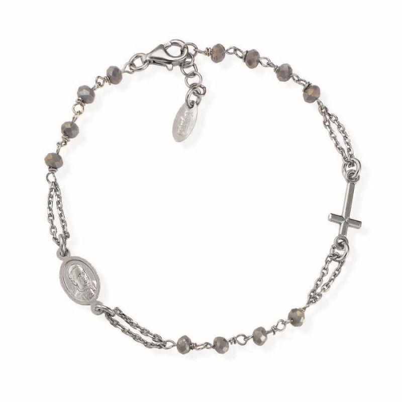 Bracciale Donna AMEN Rosari BROBF3 - Argento Rodiato e Cristalli Grigio Fumé