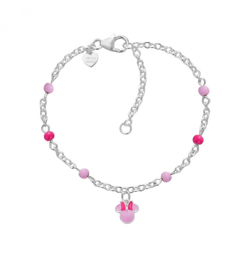 Bracciale Bambina Disney Minnie Mouse in Argento 925 con Smalto Rosa e Fucsia - BS00104SL-47.CS