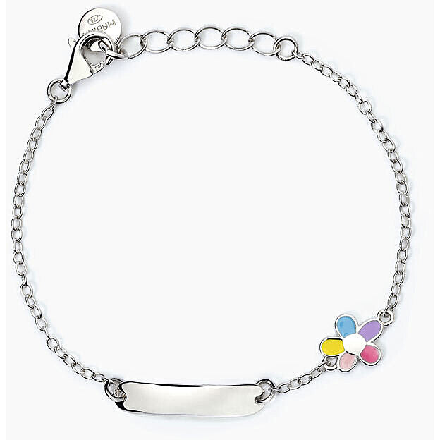 Bracciale Bambini Mabina Fiore Colorato e Targhetta in Argento Gioiello Bloom 533796