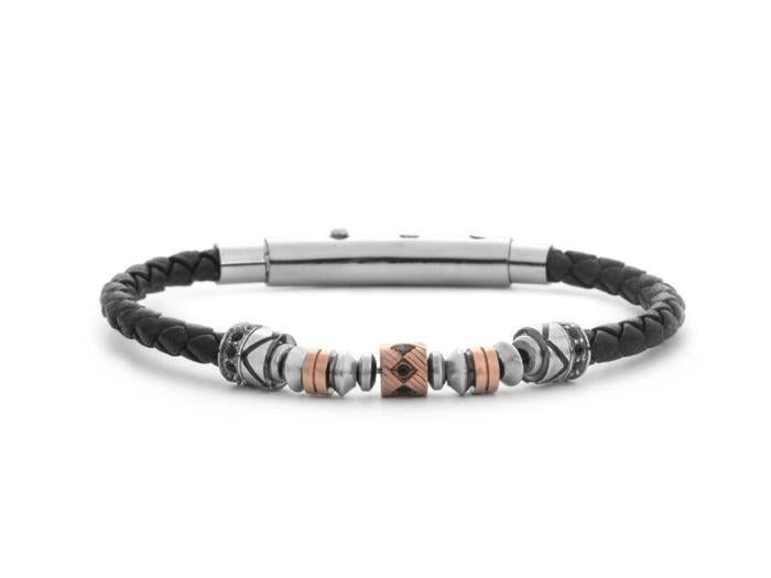Bracciale Cesare Paciotti - Acciaio Inossidabile e Pelle Nera