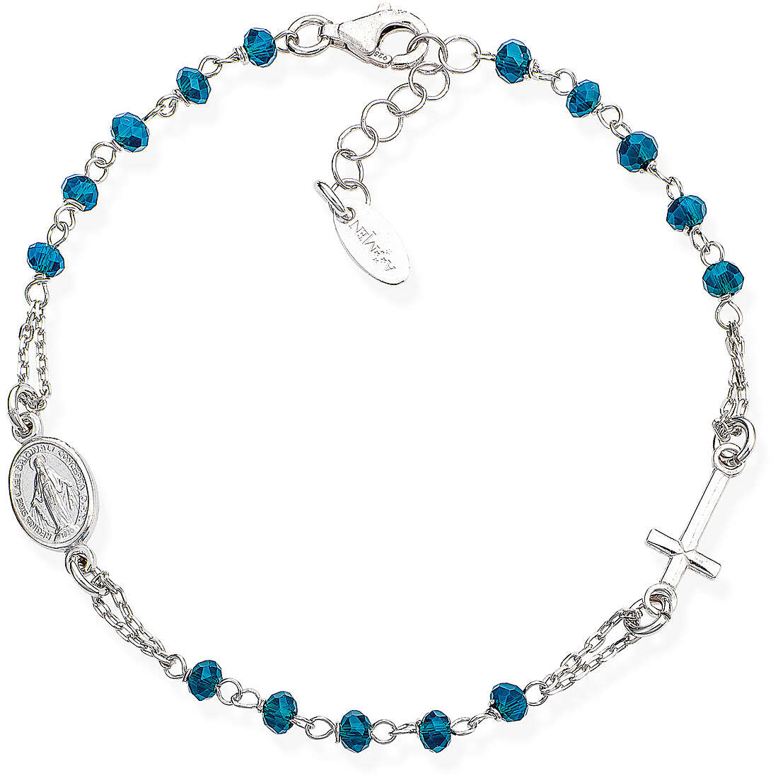 Bracciale Charms Fissi Donna Argento 925 Amen Rosari BROBBL3 - Cristalli Blu Pastello