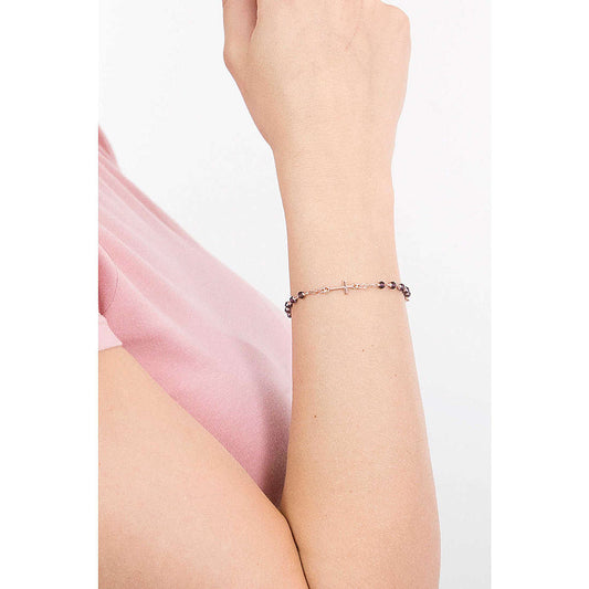 Bracciale Charms Fissi Donna Argento 925 Rosè Amen Rosari BRORL3 - Cristalli Vinaccia