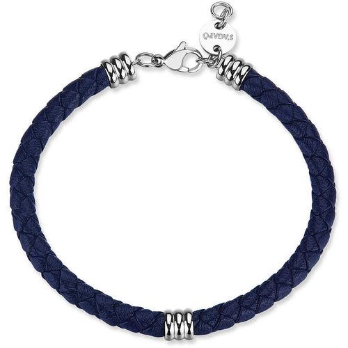 Bracciale Uomo S'agapò Nomad in Acciaio e Pelle Blu – SNO13