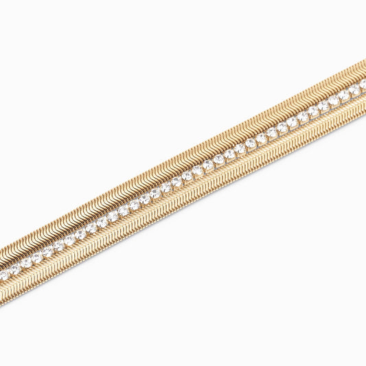 Bracciale Dorato Regolabile con Doppia Catena Snake e Tennis | Cod. 831013 2