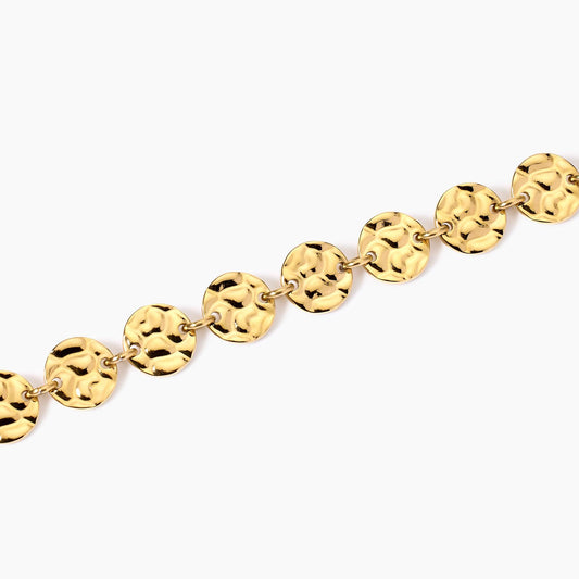 Bracciale Kidult Style 03 in Acciaio 316L PVD Oro con Elementi Martellati - 831007 2