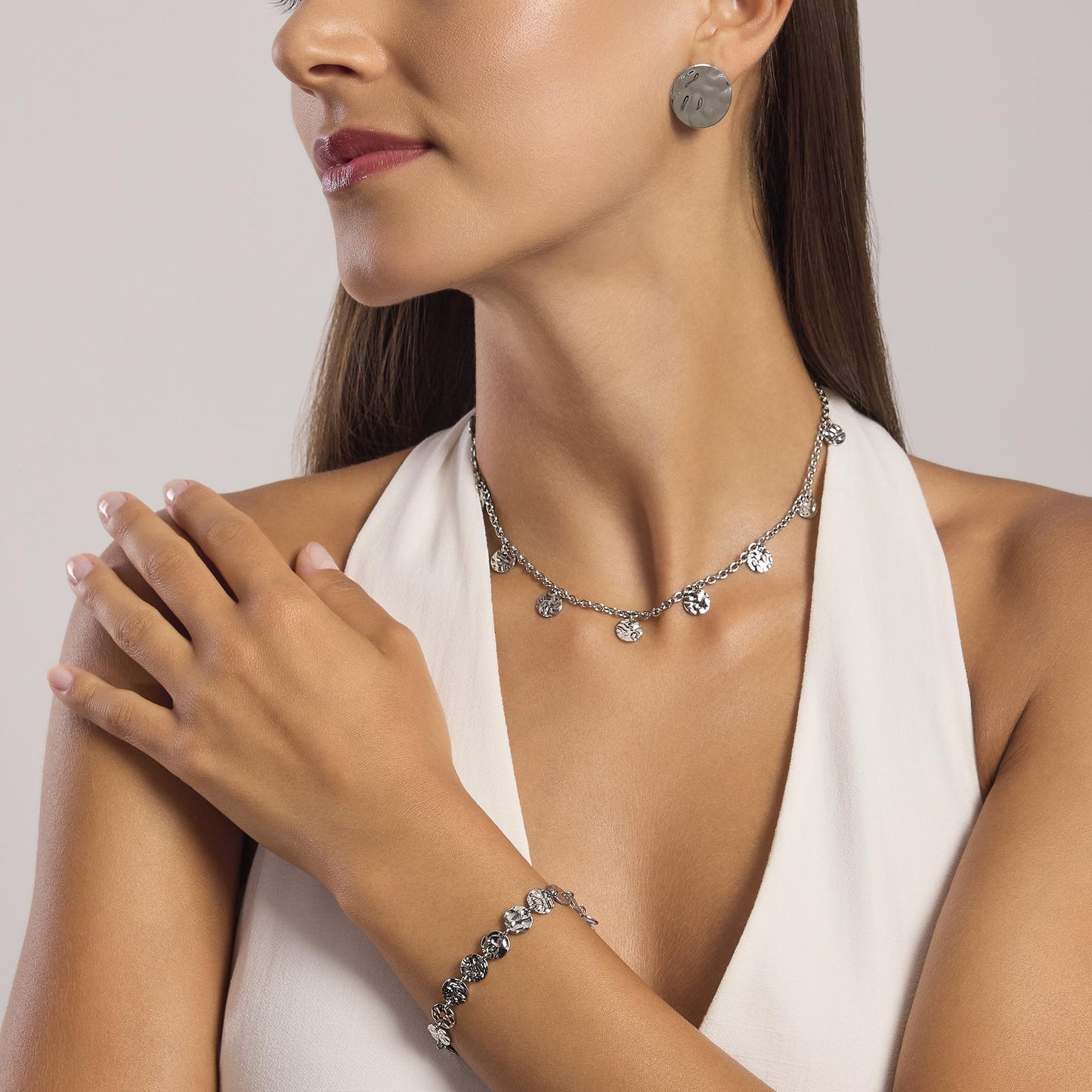 Bracciale Kidult Style 03 in Acciaio 316L con Elementi Martellati - 831006 4