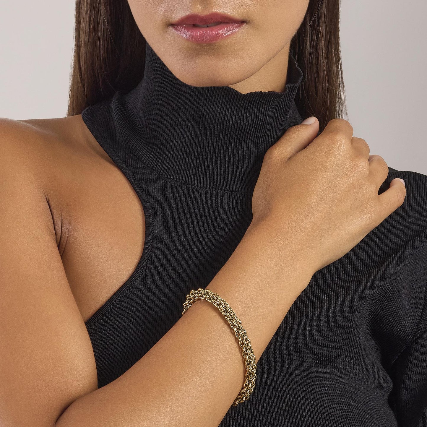 Bracciale Kidult Style 06 in Acciaio 316L PVD Oro con Catena Intrecciata - 831031 3