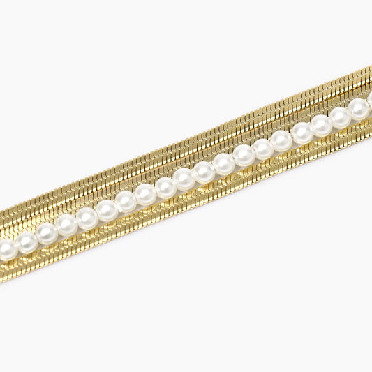 Bracciale Kidult Style 14 in Acciaio Dorato con Perle Conchiglia - 831046