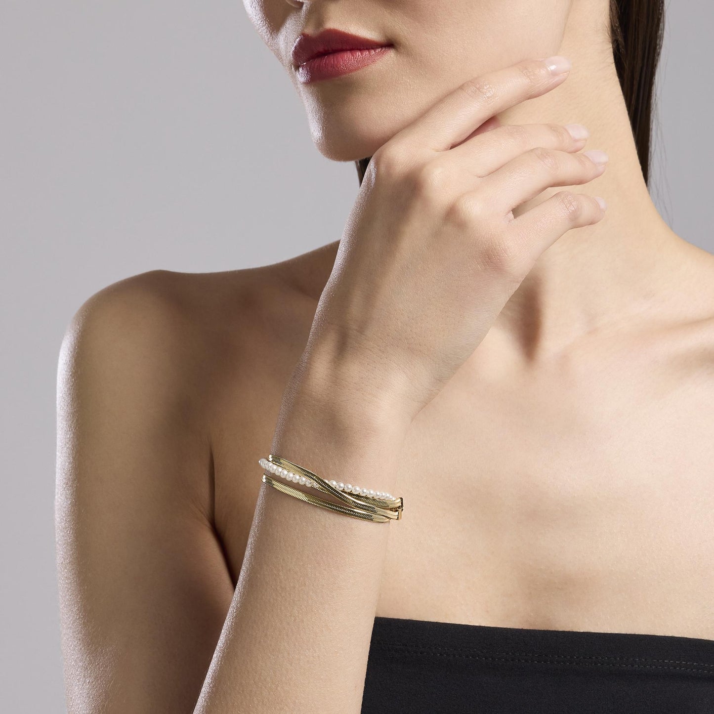 Bracciale Kidult Style 14 in Acciaio Dorato con Perle Conchiglia - 831046