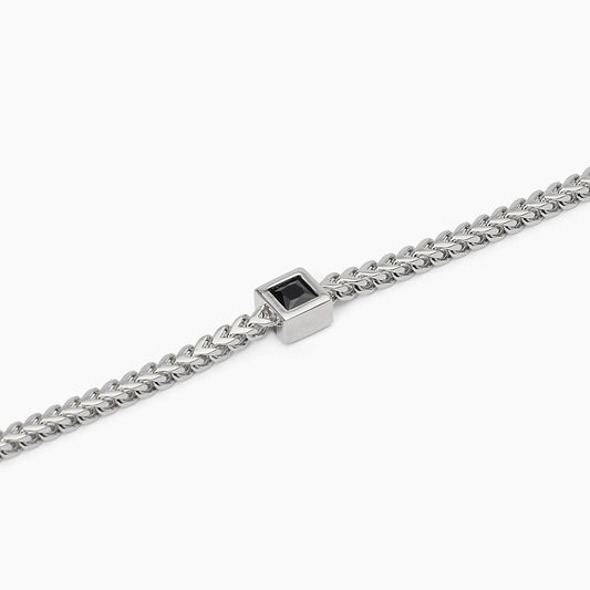 Bracciale MABINA Black Code in argento con catena franco e zircone nero - Codice 533808-20