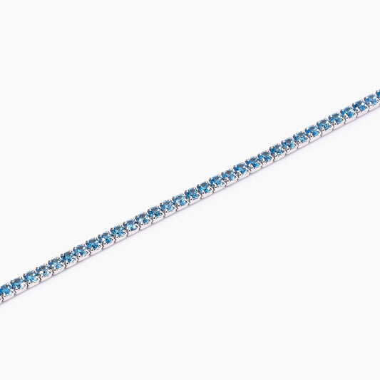 Bracciale MABINA Mini Tennis in argento con acquemarine sintetiche - Codice 533960
