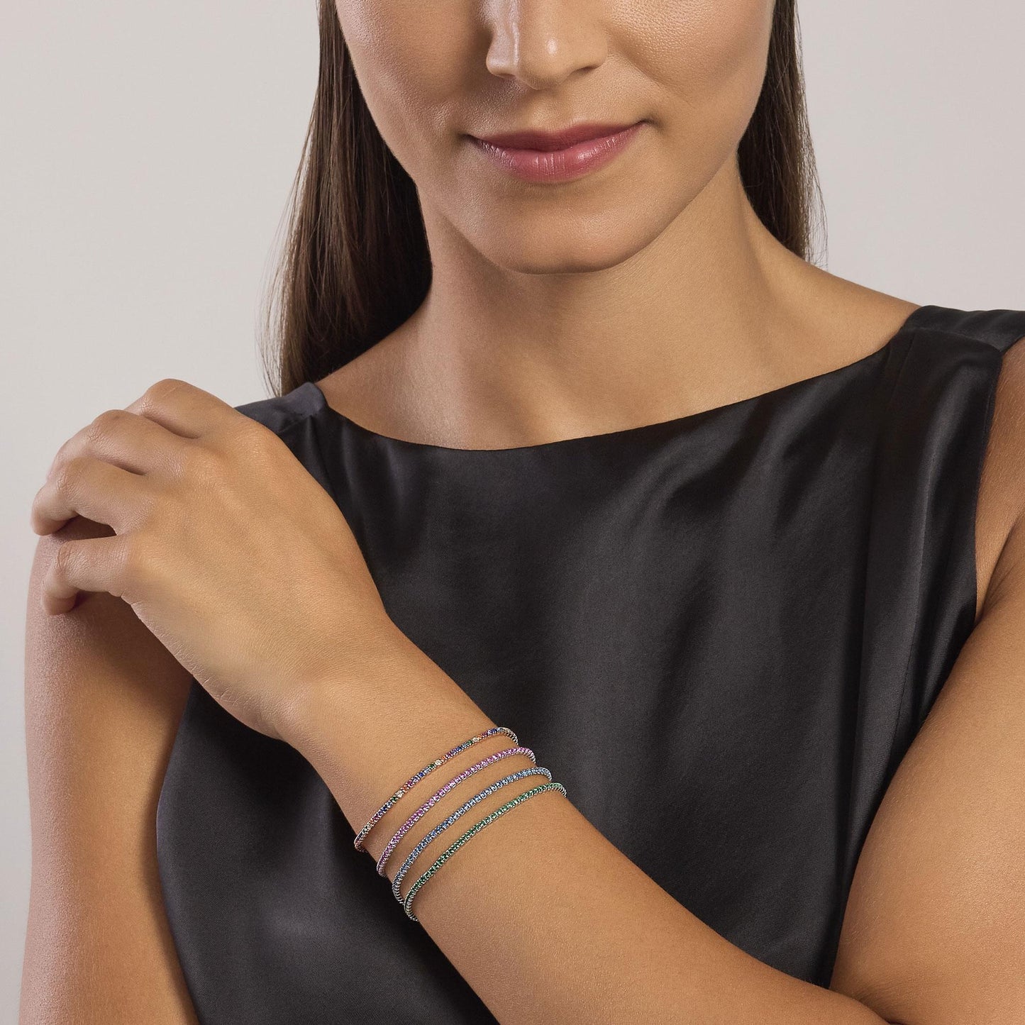 Bracciale MABINA Mini Tennis in argento con acquemarine sintetiche - Codice 533960