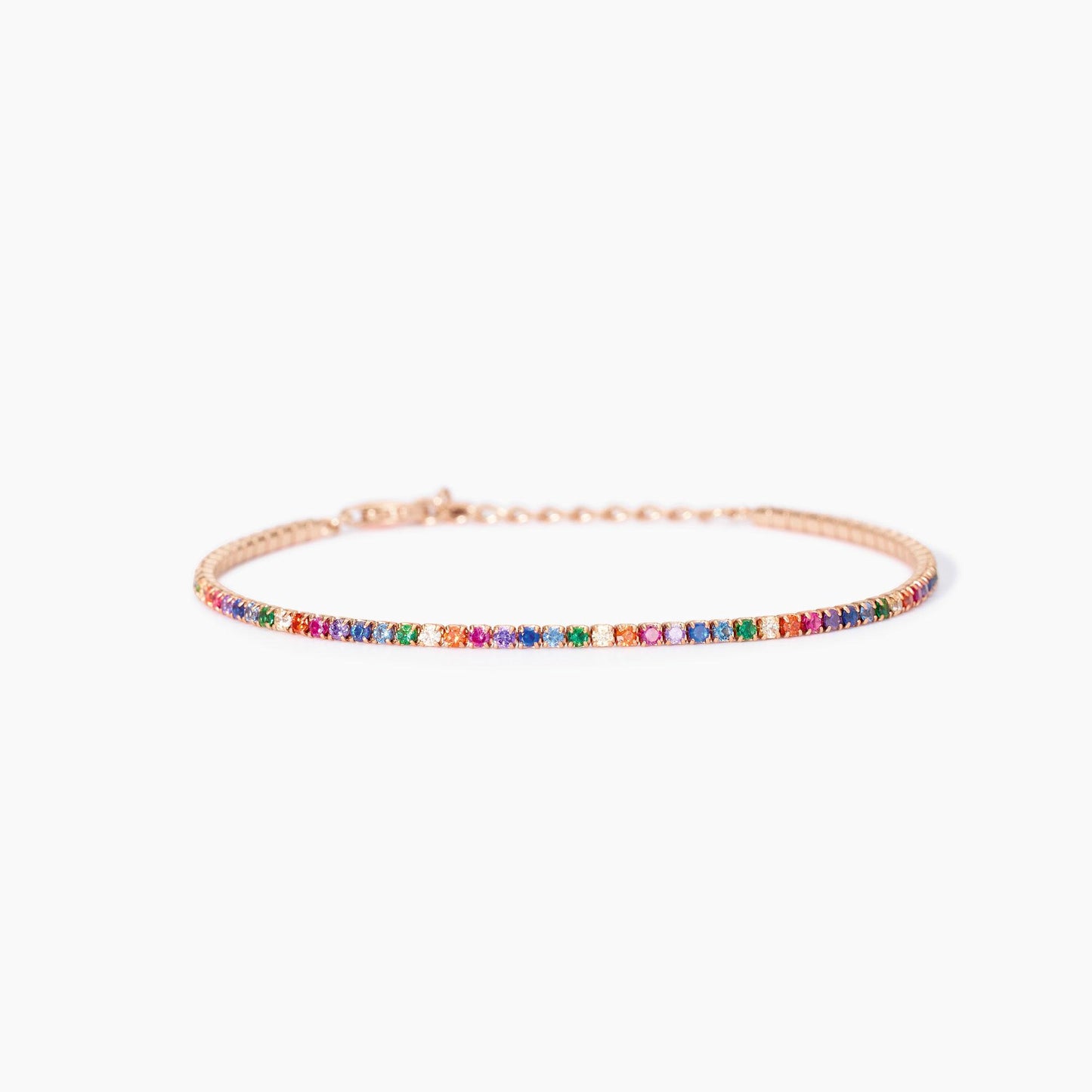 Bracciale MABINA Mini Tennis placcato oro rosa con zirconi multicolor - Codice 533962