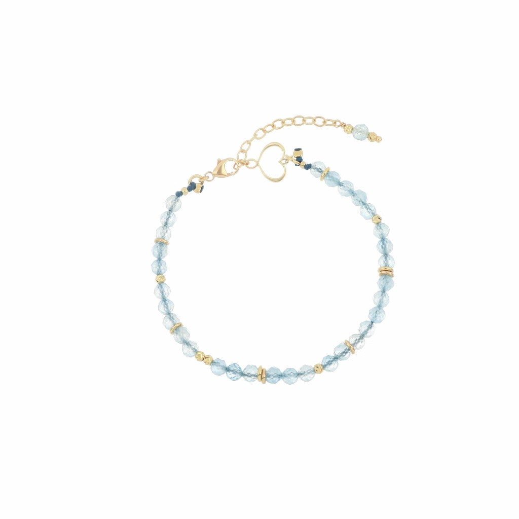 Bracciale Maman et Sophie - Pietre Acquamarina e Cuore Dorato BRISF4AM