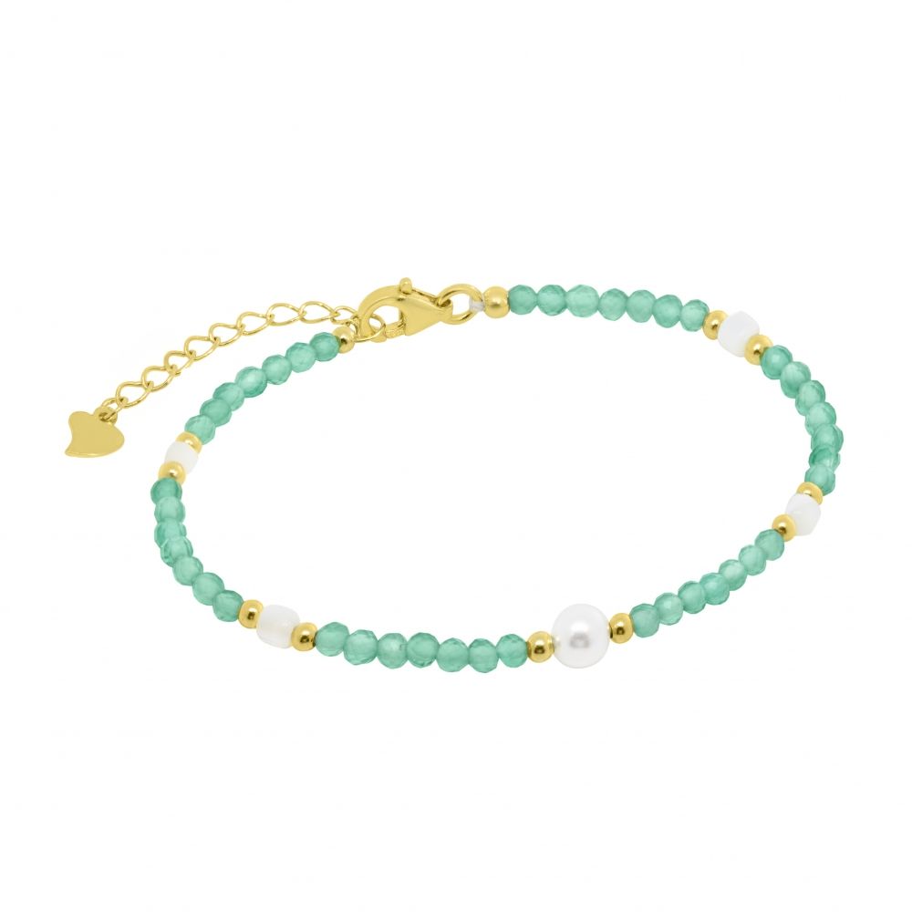 Bracciale "Naturalmente Tu" 120467 - Eleganza in Argento, Madreperla e Agata Verde - Chi mi ama