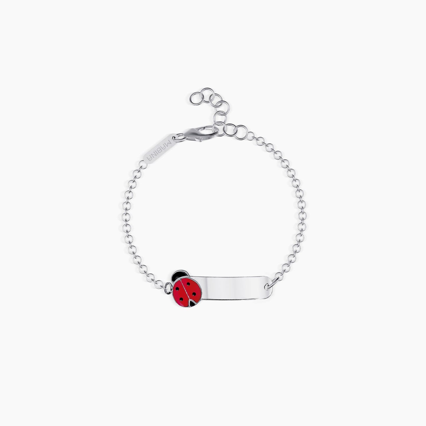 Bracciale Neonata Mabina 533261 - Delicato Argento con Coccinella Smaltata e Targhetta