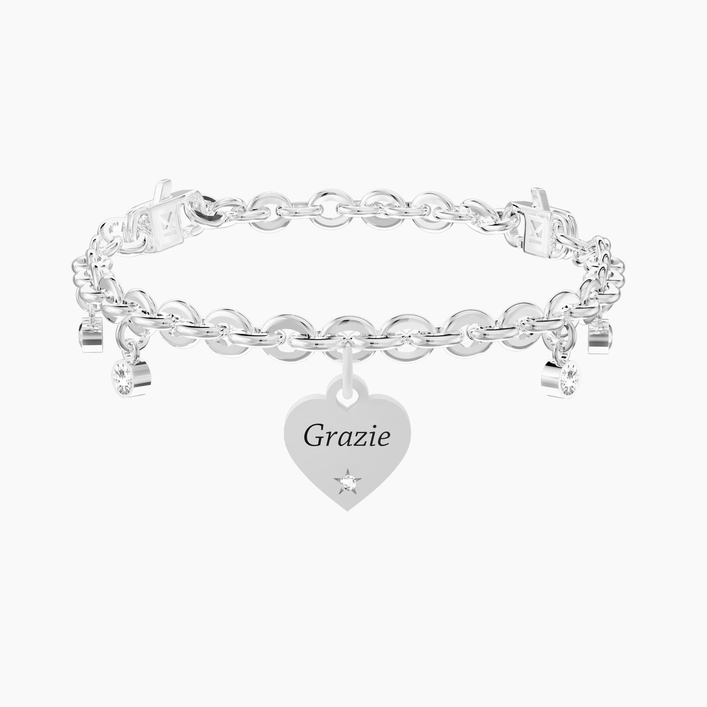 Bracciale Regolabile con Cuore e Cristalli "Grazie" Kidult 732279