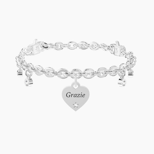 Bracciale Regolabile con Cuore e Cristalli "Grazie" Kidult 732279