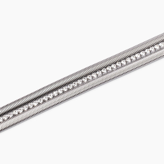 Bracciale Regolabile con Doppia Catena Snake e Tennis | Cod. 831012 2