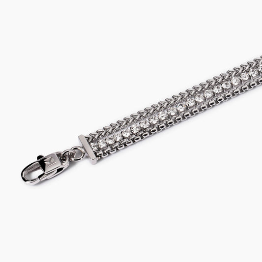 Bracciale Regolabile con Due Catene e Tennis | Cod. 831025 2