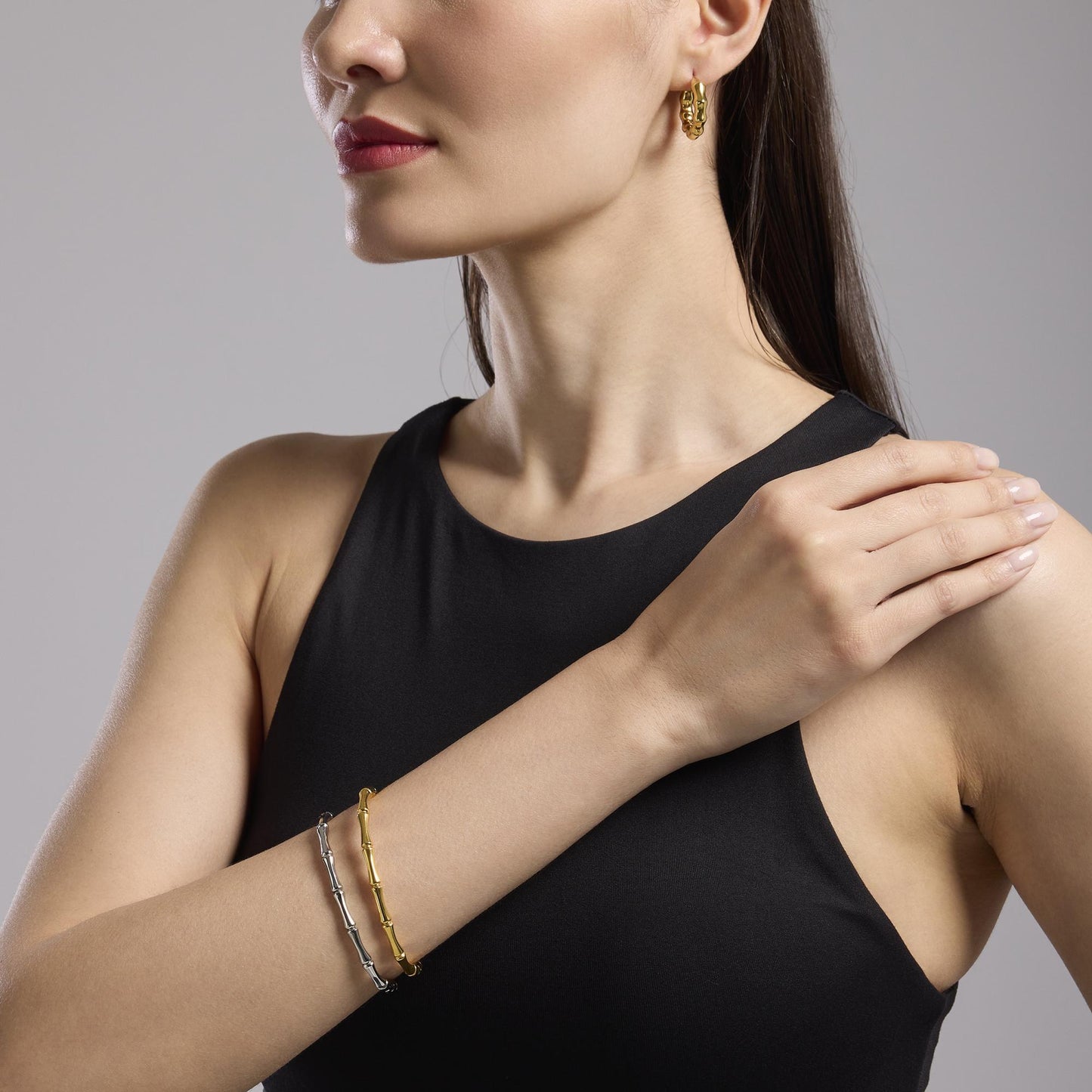 Bracciale Rigido Bambù in Acciaio Dorato Kidult - 831060