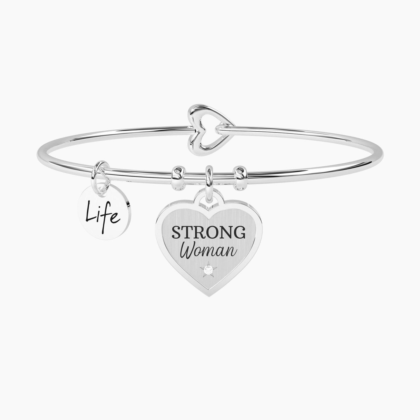 Bracciale Rigido con Ciondolo Cuore e Scritta "Strong Woman" Kidult 732269 – Cuore