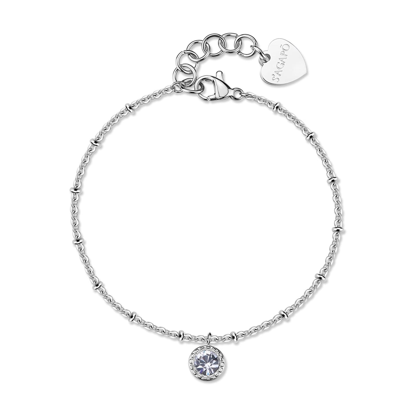 Bracciale Sagapò Donna AURORA - Bracciale in Acciaio 316L con Cristallo Pendente - Codice: SAR62