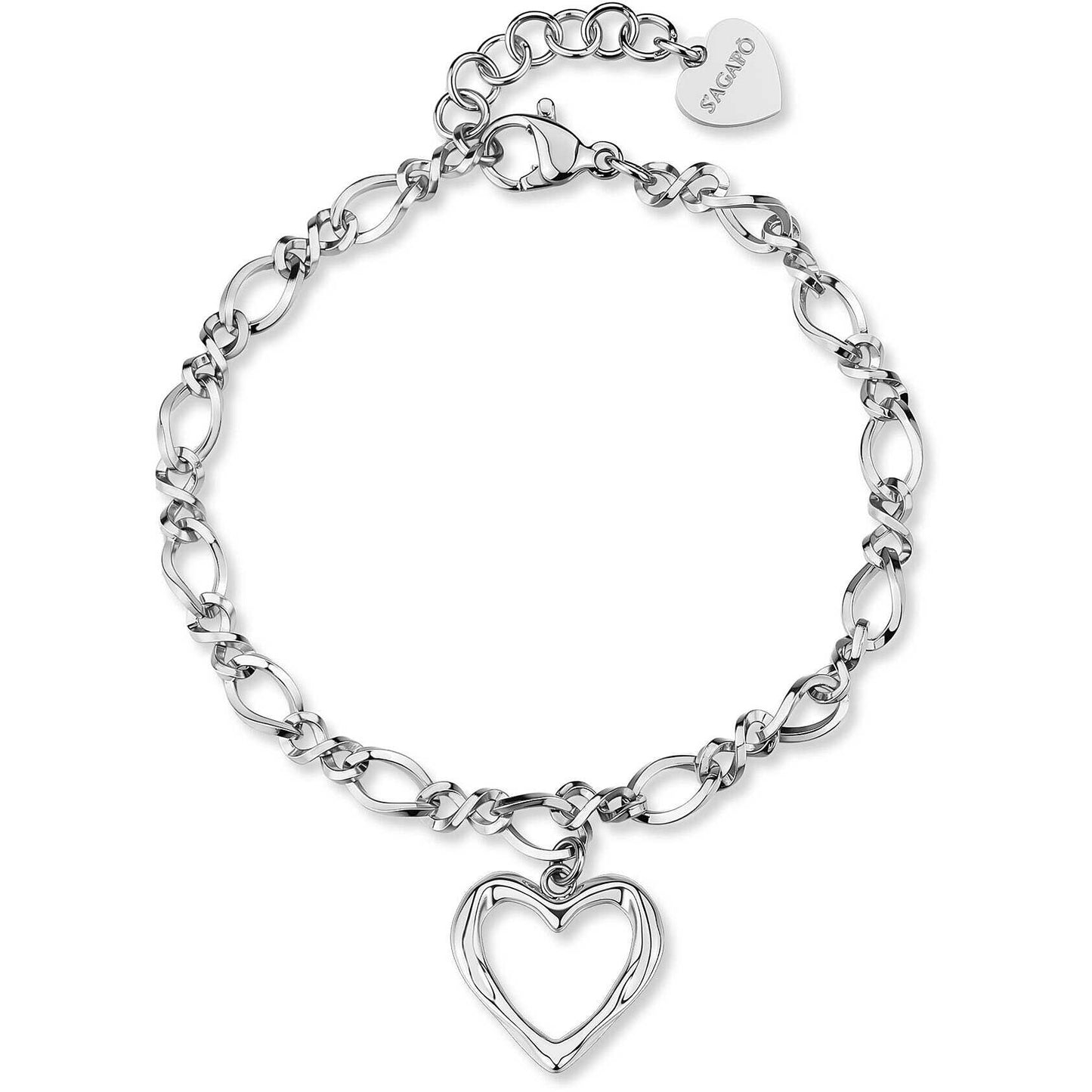 Bracciale Sagapò Donna EMOTION - Bracciale con Cuore Pendente in Acciaio 316L - Codice: SMO11