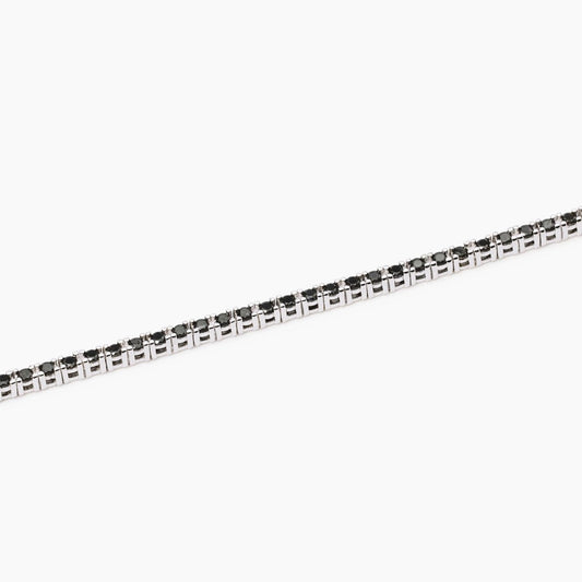 Bracciale tennis da uomo Mabina in argento 925 brunito con zirconi neri taglio brillante incastonati.