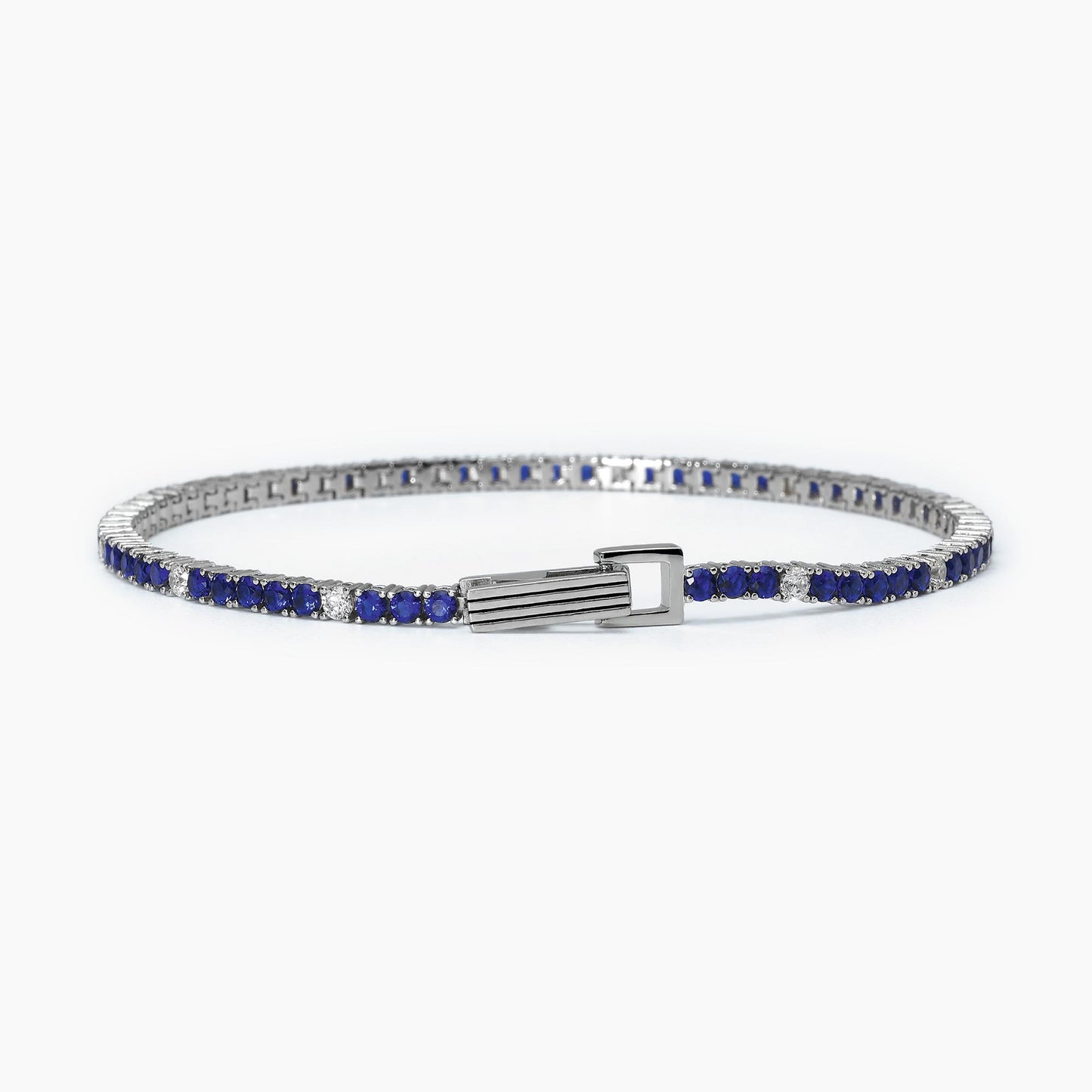 Bracciale Tennis Mabina Uomo TENNIS CLUB Bicolor in Argento Rodiato con Zirconi Bianchi e Blu - Codice: 533701-M