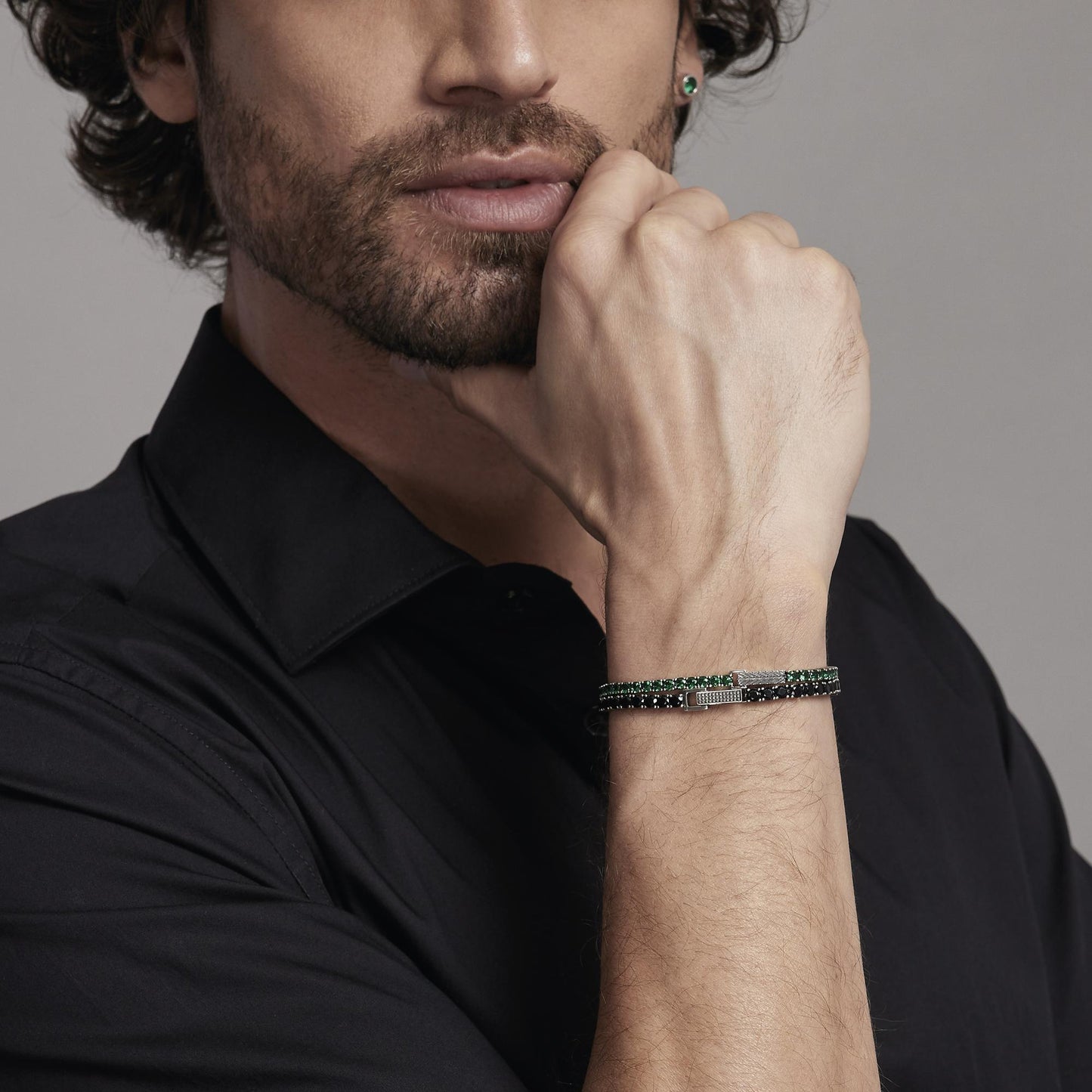 Bracciale Tennis da Uomo con Zirconi Neri – Mabina 533580-S